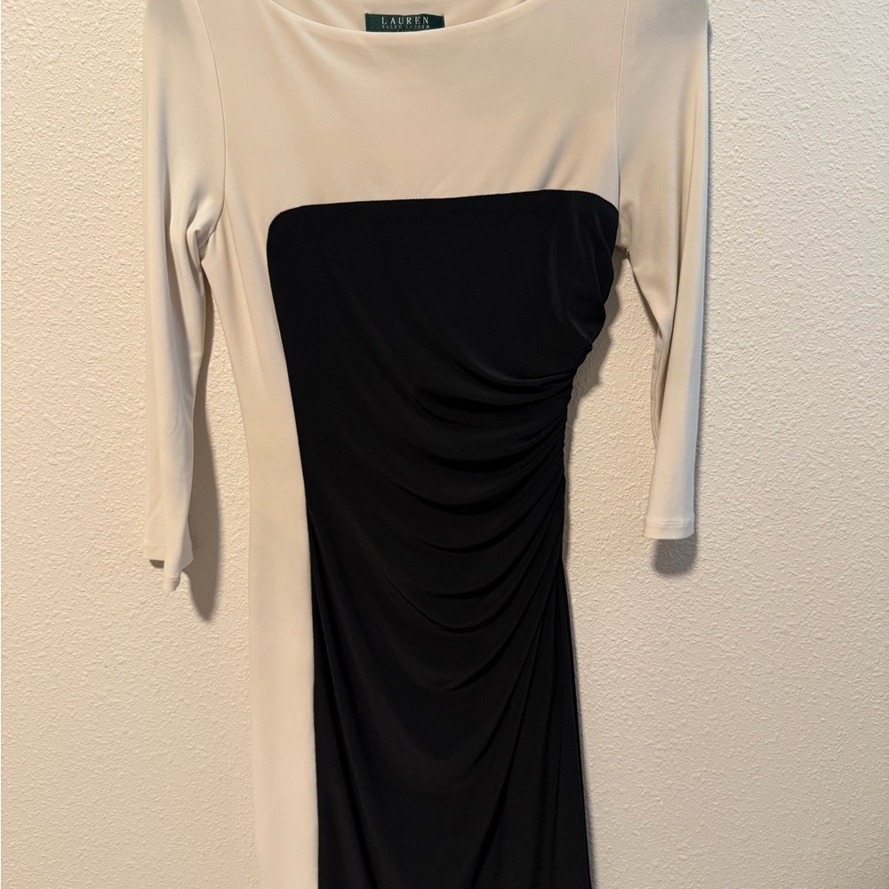 Lauren Ralph Lauren Elegant Black and Cream Dress